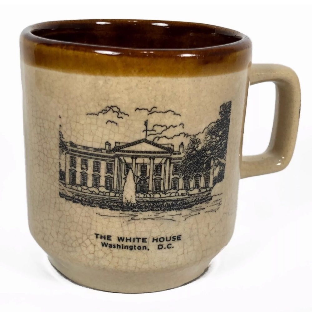 White House Washington D.C. VTG Brown Ceramic  Mug